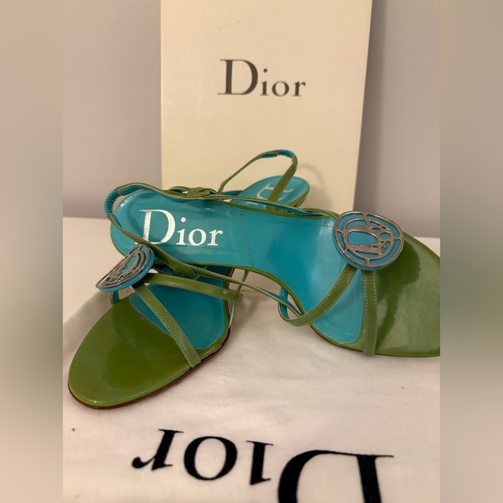 Authentic Dior John Galliano Vegas Sandals in Turquoise color, Size 6.5